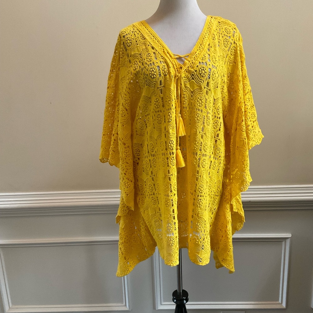 Sundance Yellow Crochet Cotton Swim Coverup Size Large